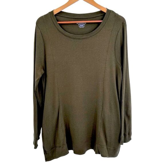 Chicos the ultimate tee seamed tunic top with pockets in olive size large - Picture 1 of 6
